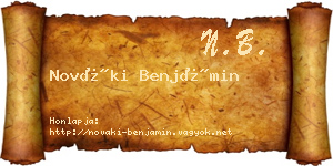 Nováki Benjámin névjegykártya